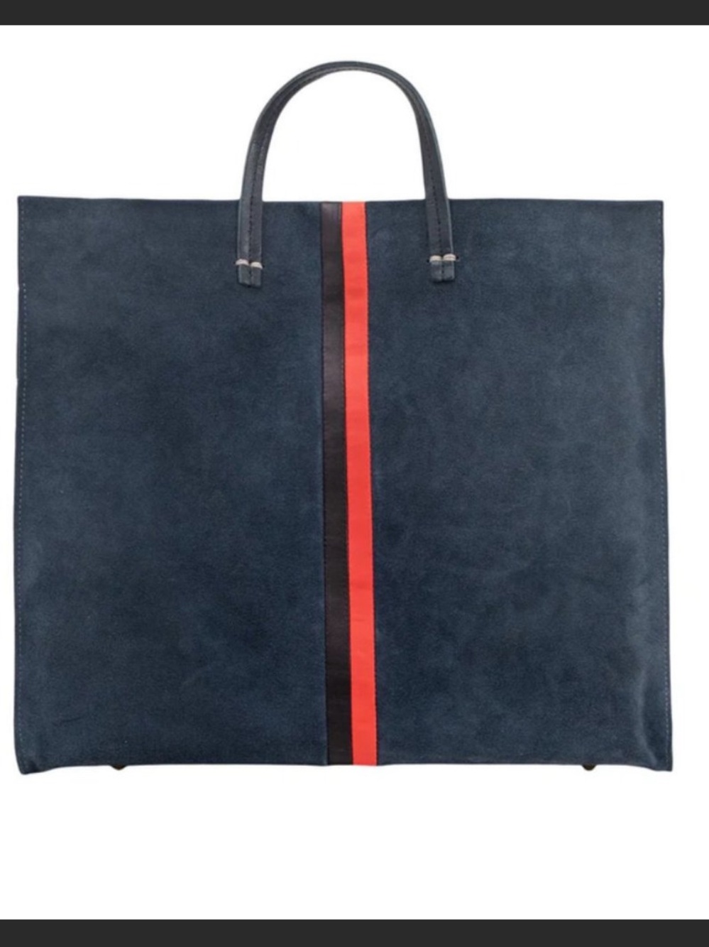 Clare V. Simple Tote in Marine Suede with Stripes - Picture 7 of 8